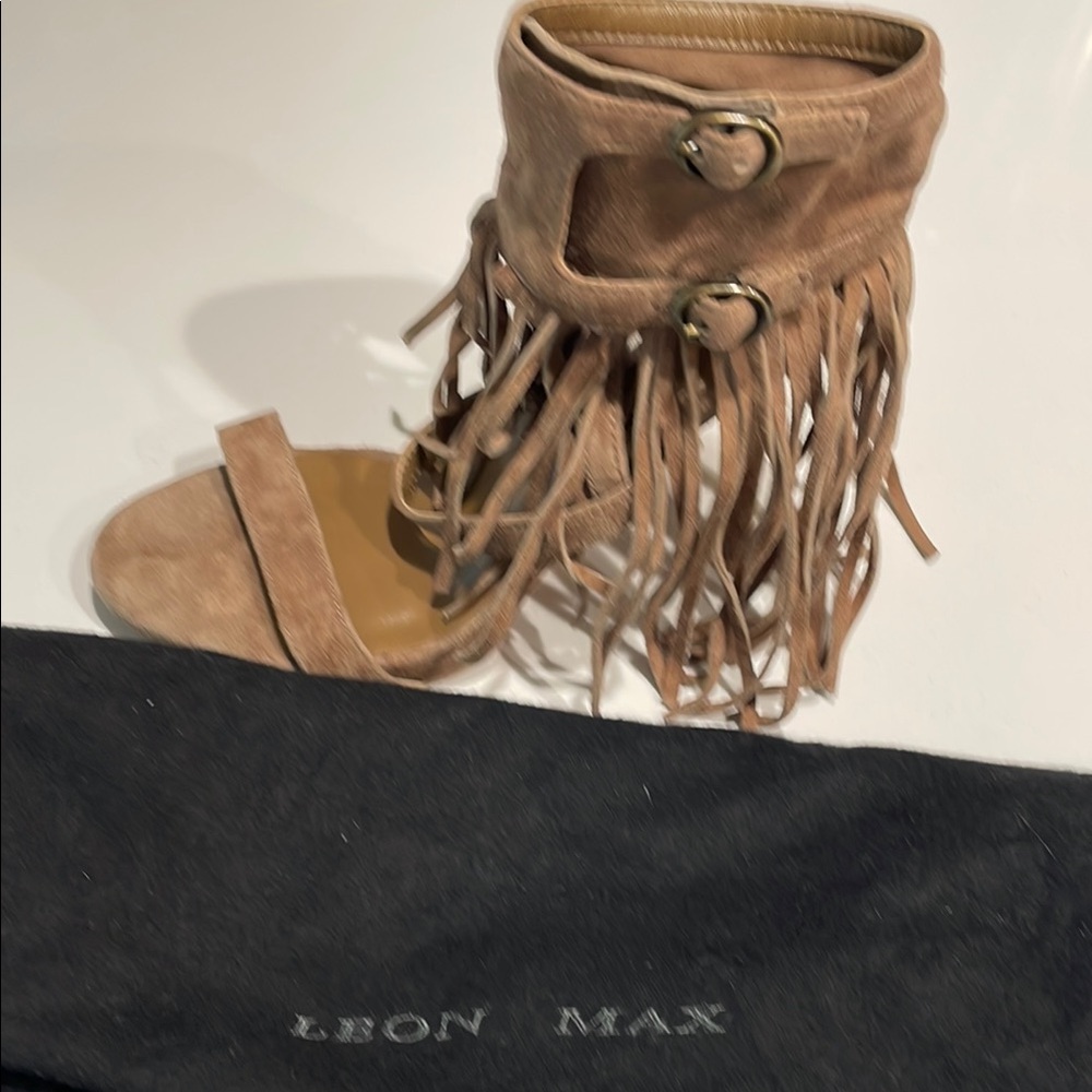 Leon Max Tan Fringe Sandals